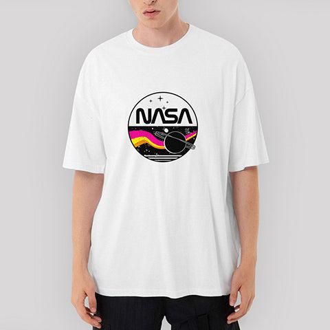 Nasa Retro Oversize Beyaz Tişört