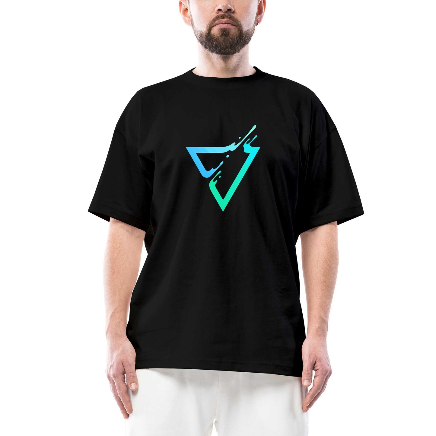 Triangle Logo Oversize Siyah Tişört