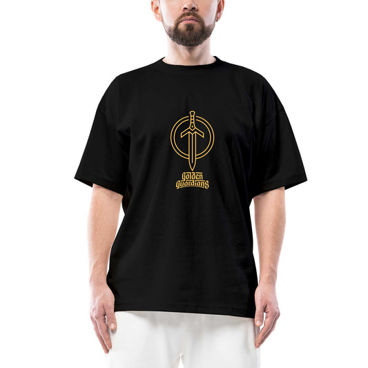Golden Guardians Oversize Siyah Tişört