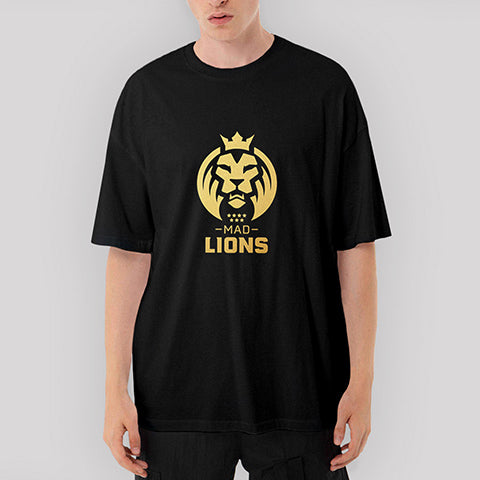 Mad Lions Oversize Siyah Tişört