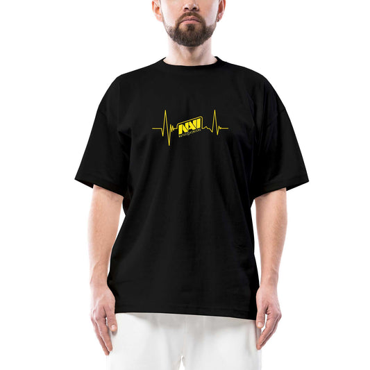 Natus Vircere Heart Rhythm Oversize Siyah Tişört
