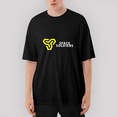 Space Soliders Article Oversize Siyah Tişört