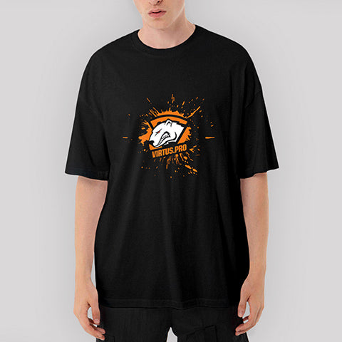 Virtus Pro Splash Oversize Siyah Tişört