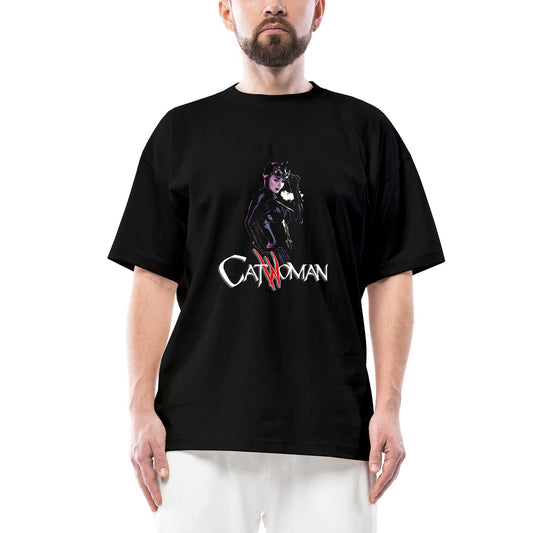 Catwoman Oversize Siyah Tişört