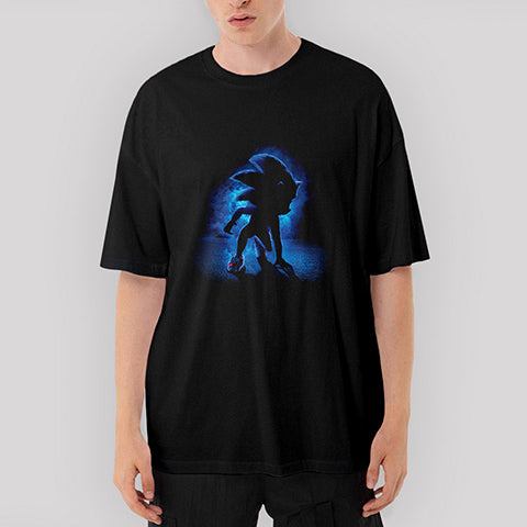 Sonic the Hedgehog Oversize Siyah Tişört