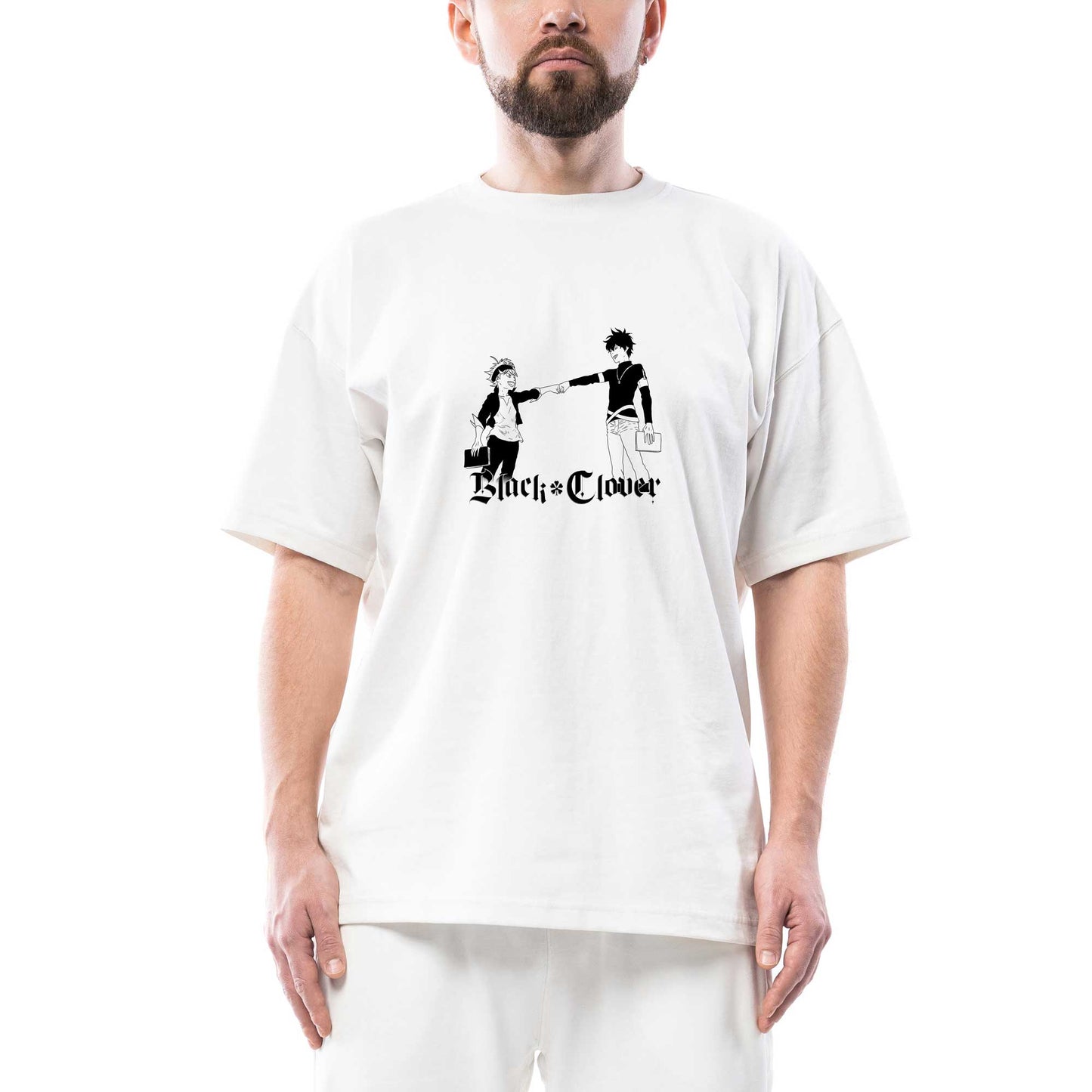 Black Clover Asta And Yuno Oversize Beyaz Tişört