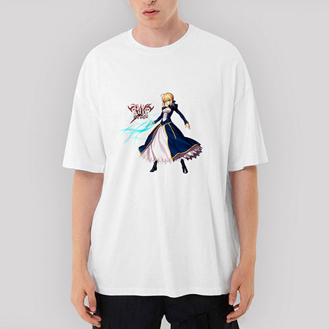 Fate Stay Night Saber Oversize Beyaz Tişört