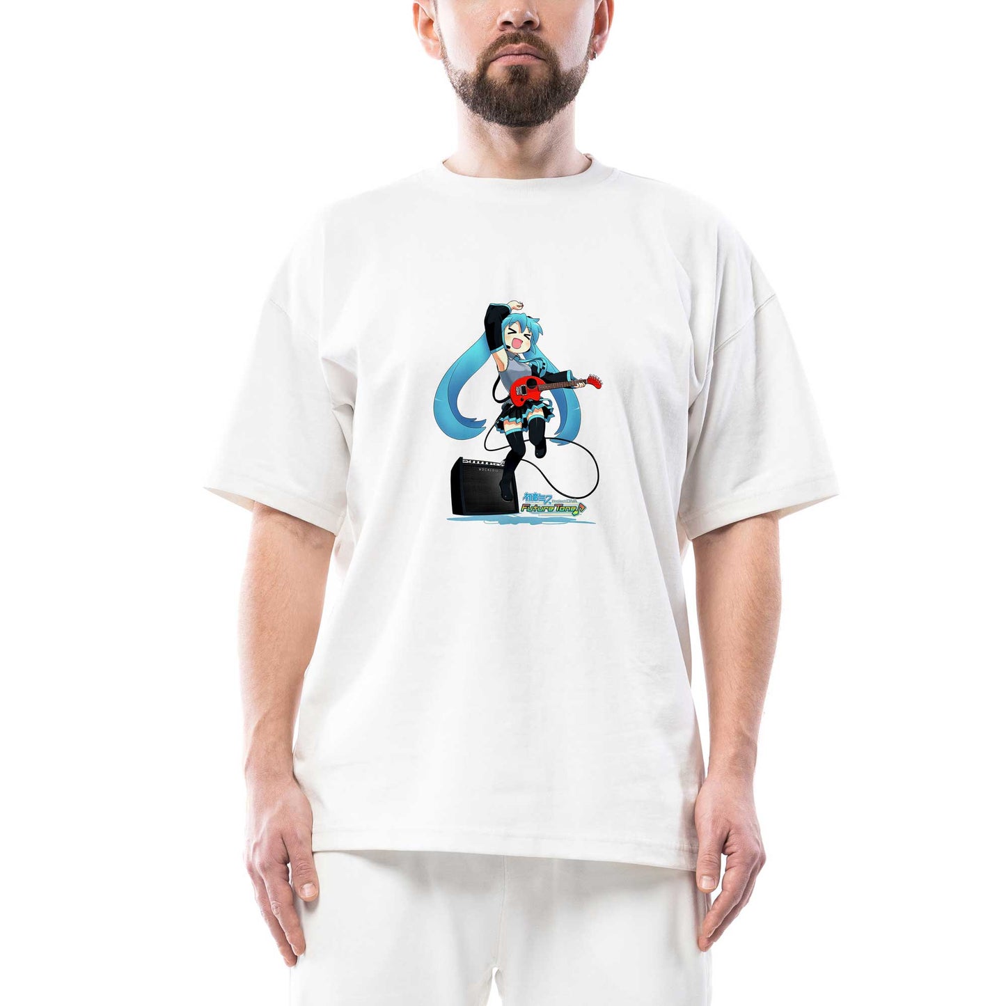 Future Tone Hatsune Miku Oversize Beyaz Tişört