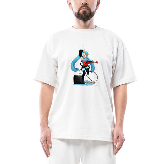 Future Tone Hatsune Miku Oversize Beyaz Tişört