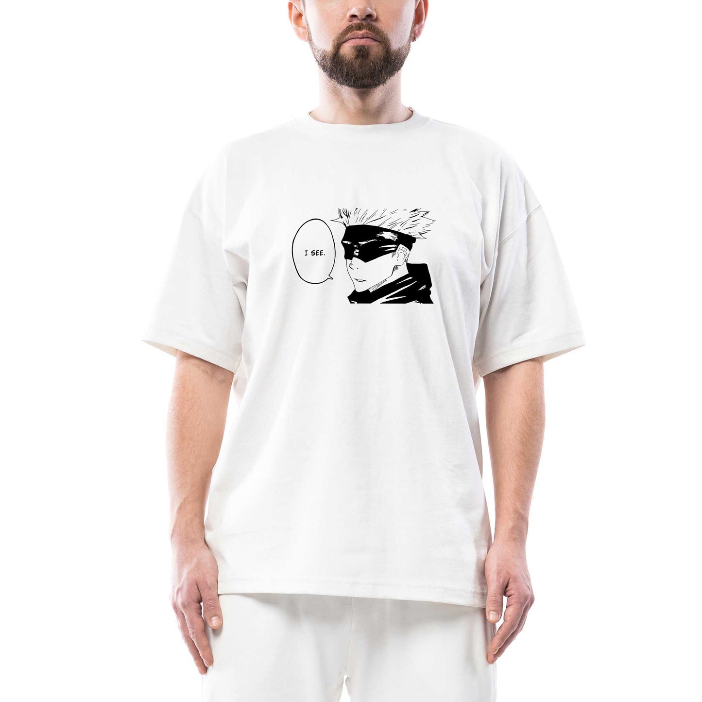 Gojou Satoru I See Oversize Beyaz Tişört
