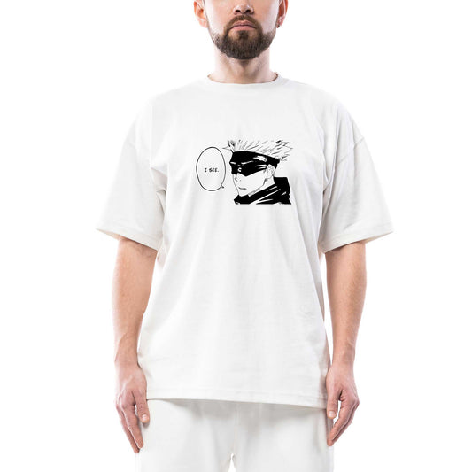 Gojou Satoru I See Oversize Beyaz Tişört