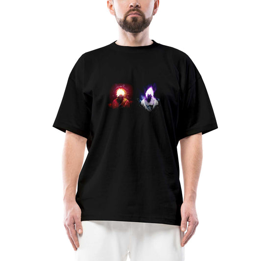 Naruto and Sasuke Oversize Siyah Tişört