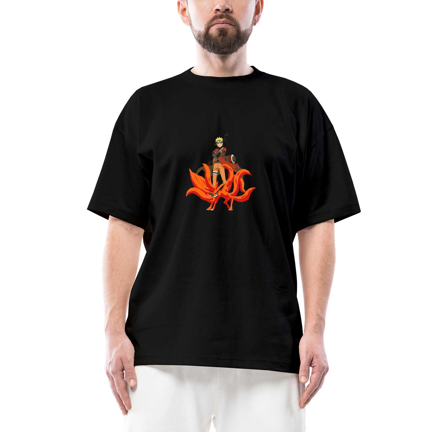 Naruto Kyubie Oversize Siyah Tişört