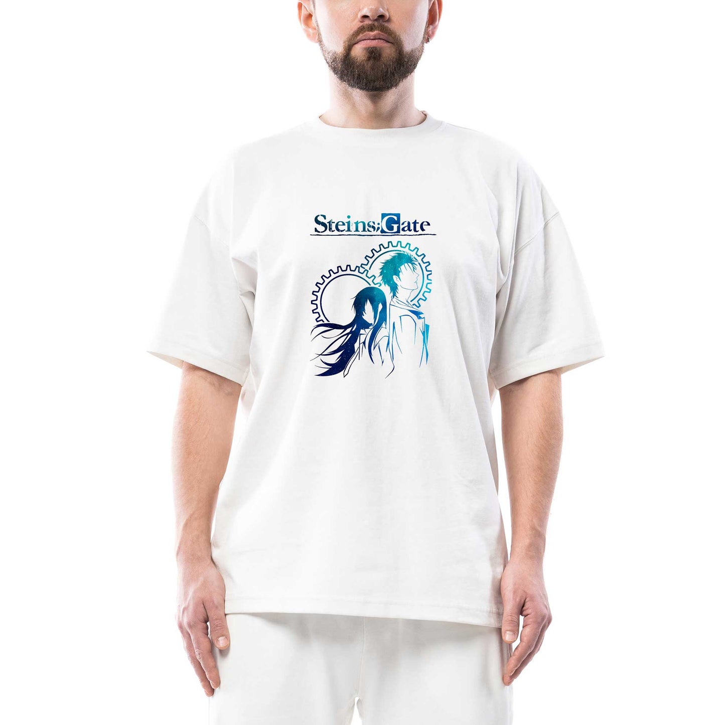 Steins Gate Oversize Beyaz Tişört