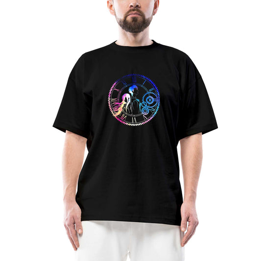 Steins Gate Loving Mix Colors Oversize Siyah Tişört