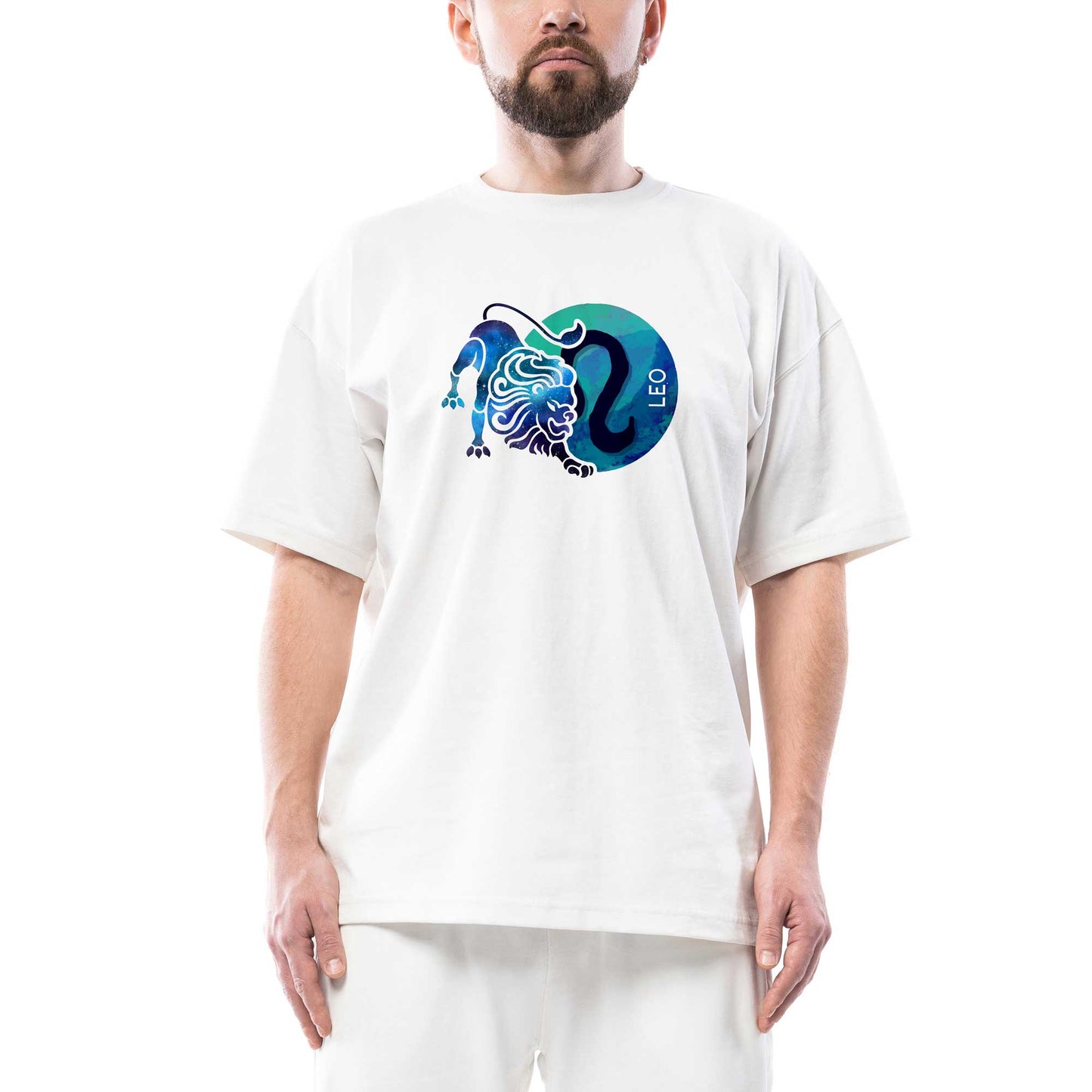 Aslan Burcu Oversize Beyaz Tişört