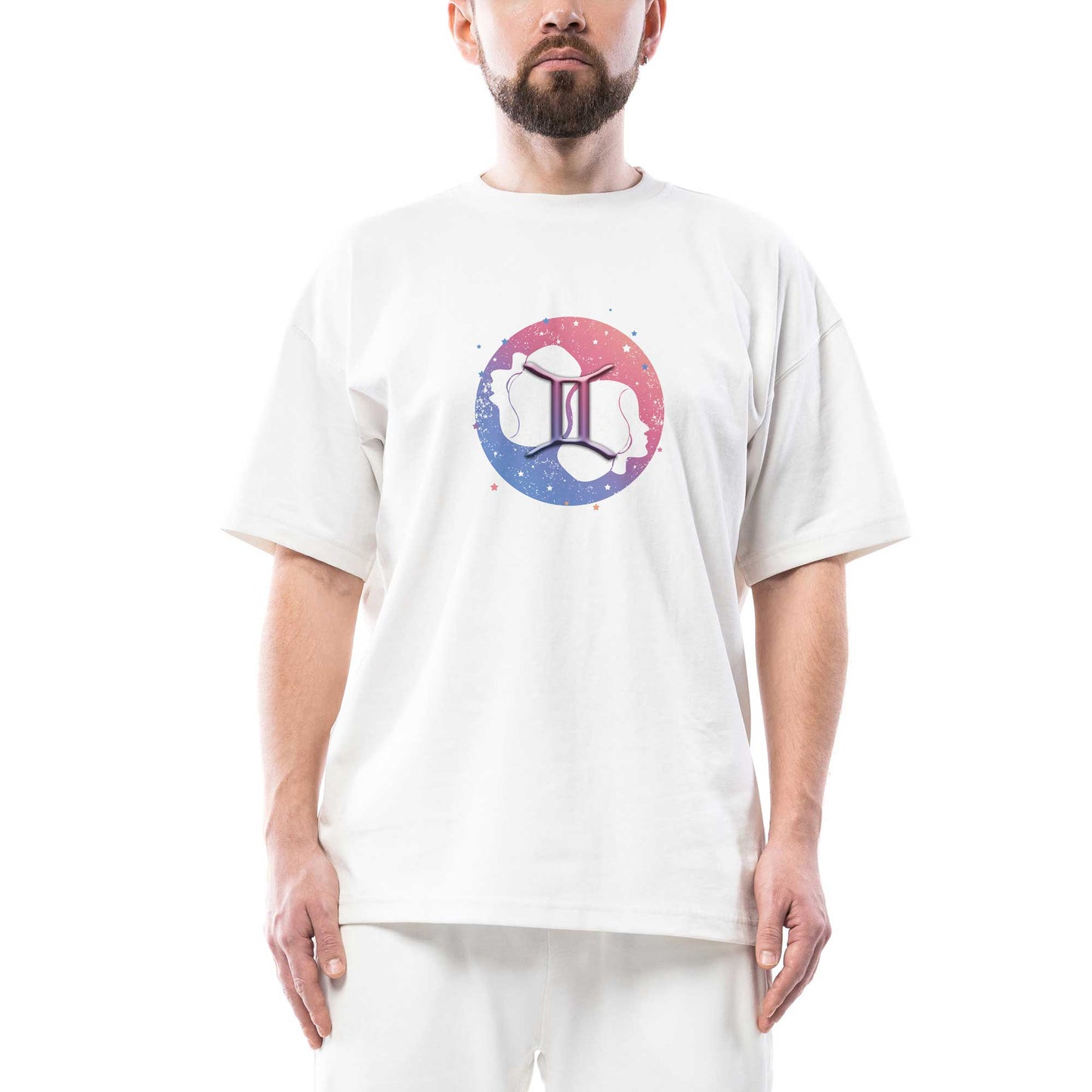 Ikizler Burcu Renk Oversize Beyaz Tişört