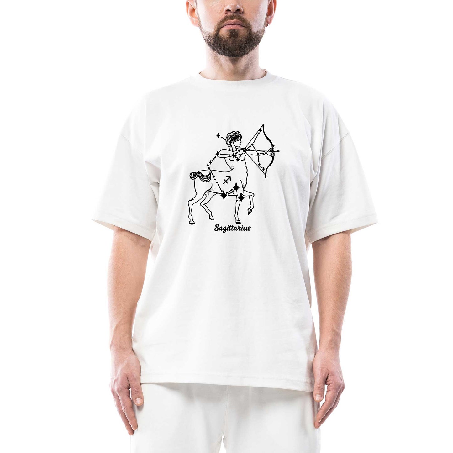 Yay Burcu Oversize Beyaz Tişört