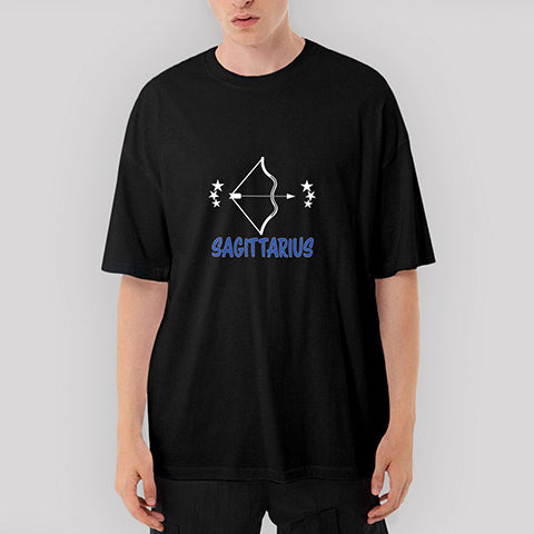 Yay Burcu Sagittarius Oversize Siyah Tişört
