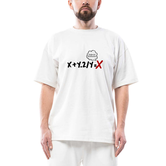 Değerimi Bilemediler Oversize Beyaz Tişört