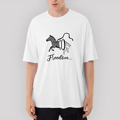 Freedom Zebra Oversize Beyaz Tişört