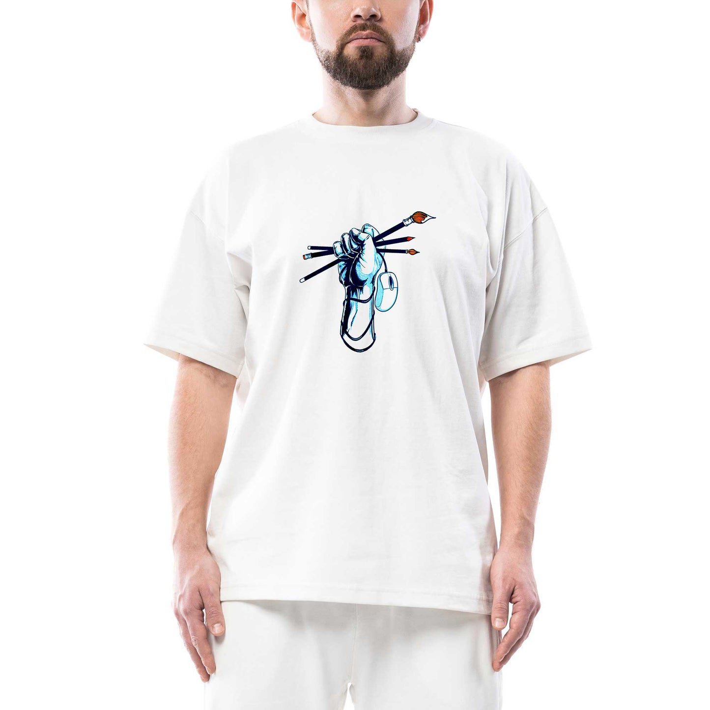 Graphic Designer Oversize Beyaz Tişört