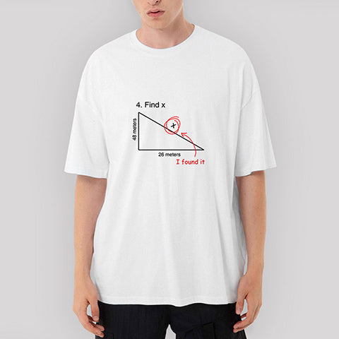 I Found It Geometri Oversize Beyaz Tişört