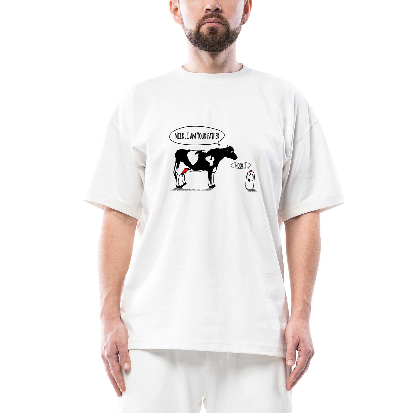 Milk Im Your Father Oversize Beyaz Tişört