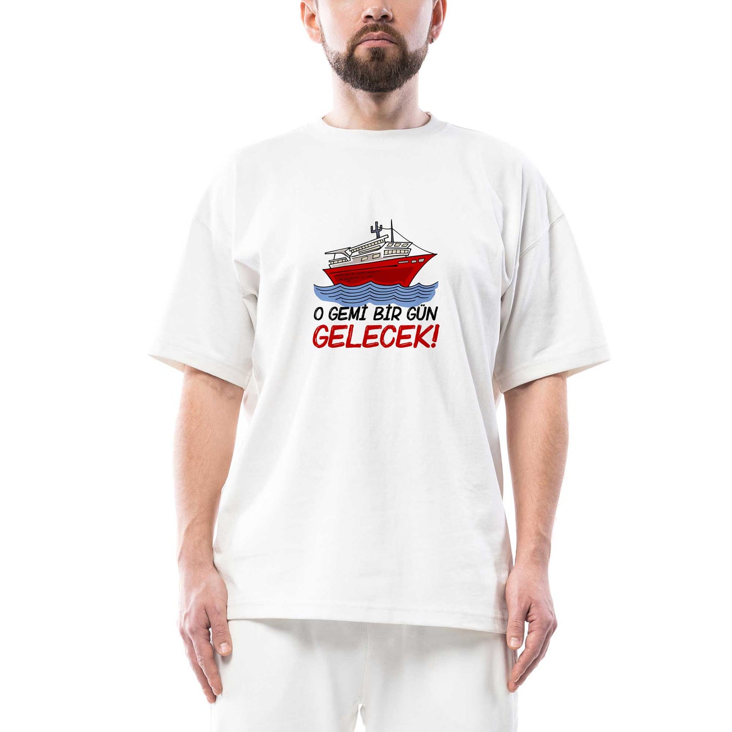 O Gemi Bir Gün Gelecek Oversize Beyaz Tişört