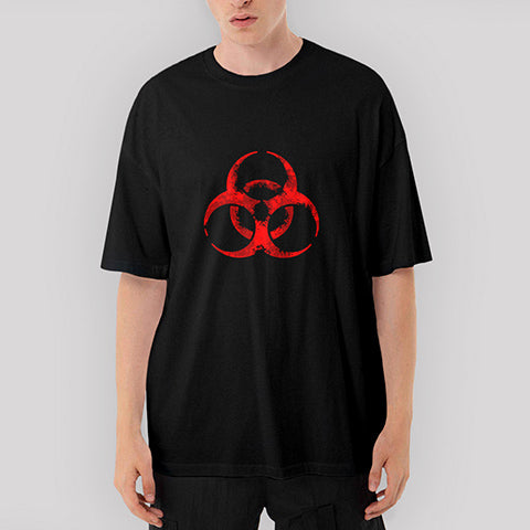 Biohazard Symbol Oversize Siyah Tişört