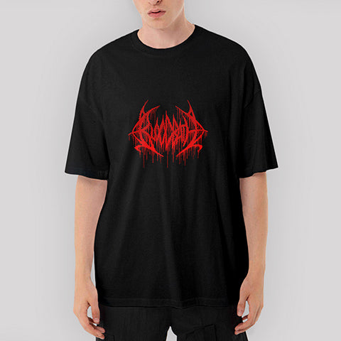 İndirimli Bloodbath Logo Red Oversize Siyah Tişört