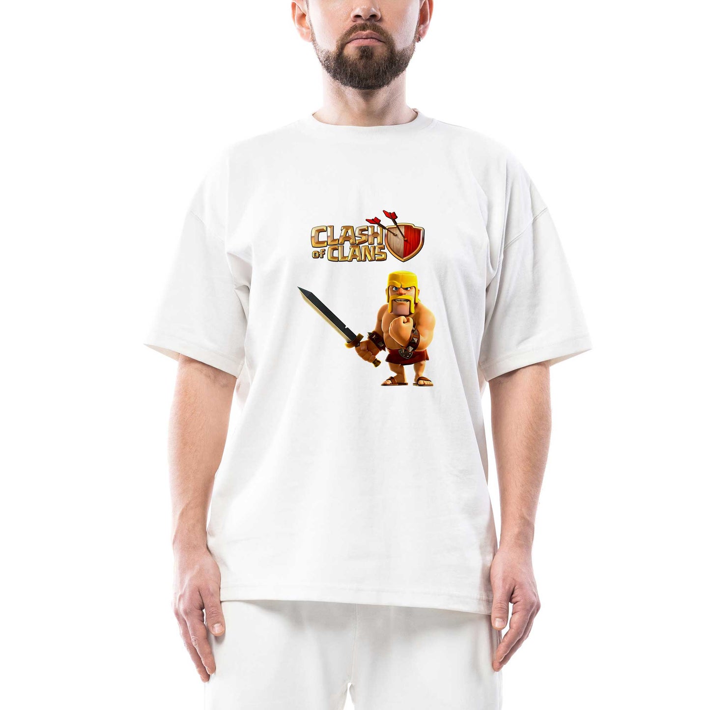 Clash Of Clans Barbar Oversize Beyaz Tişört