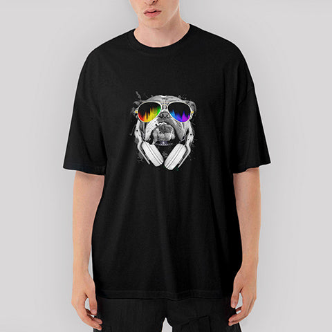 Bulldog DJ Oversize Siyah Tişört