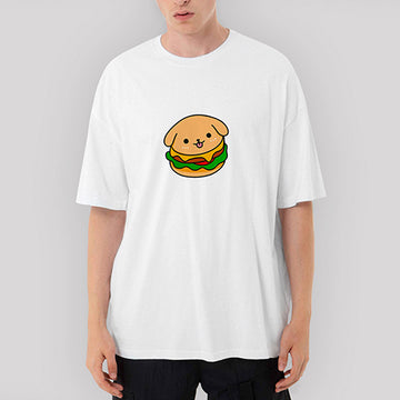 Burger Dog Oversize Beyaz Tişört