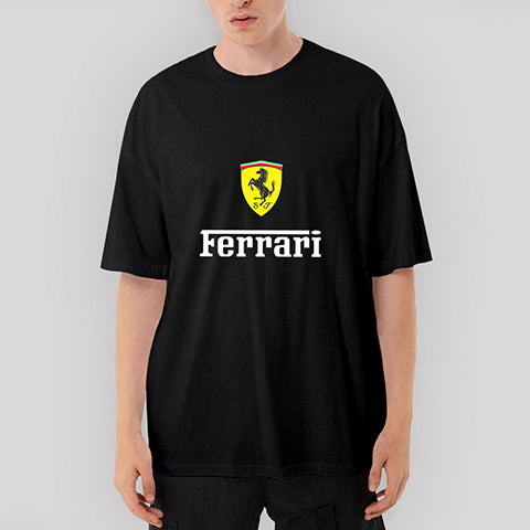 Ferrari in Italy Oversize Siyah Tişört