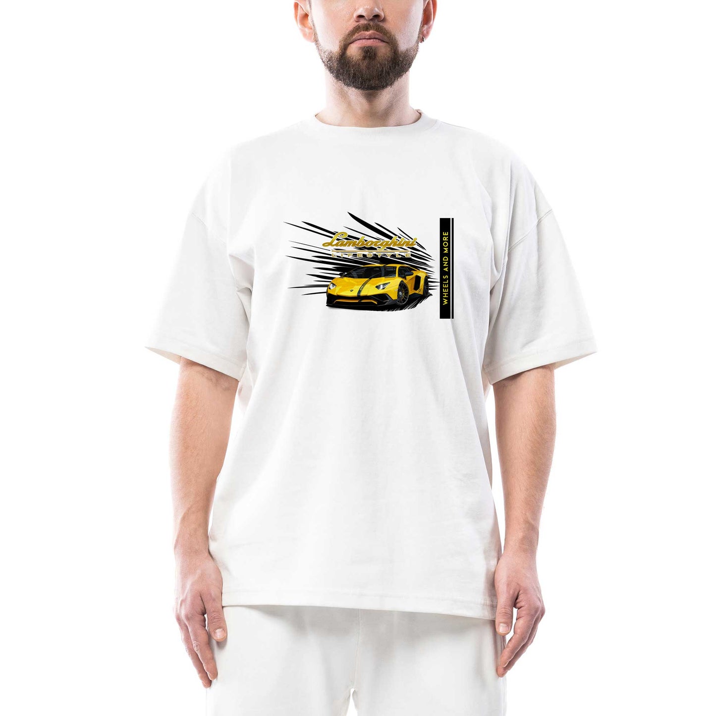 Lamborghini Life Style Oversize Beyaz Tişört