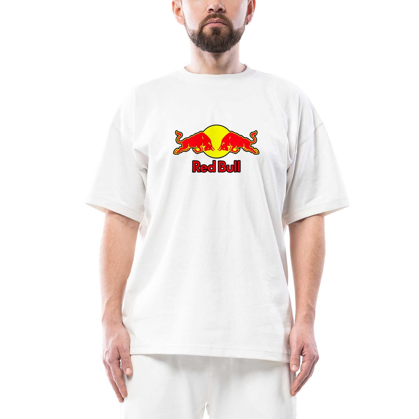 Redbull Logo Oversize Beyaz Tişört