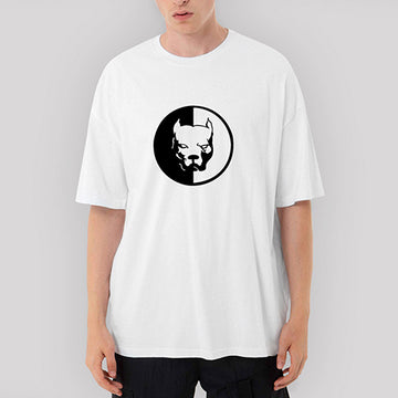 Pitbull Logo Oversize Beyaz Tişört