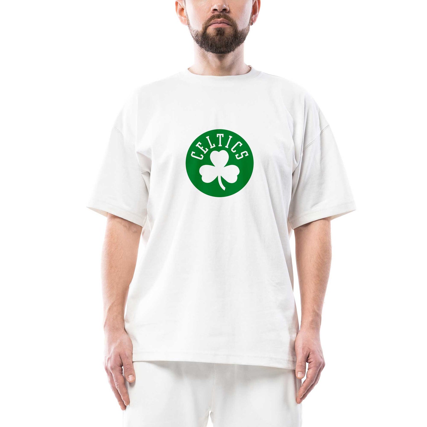 Boston Celtics Yonca Logo Oversize Beyaz Tişört
