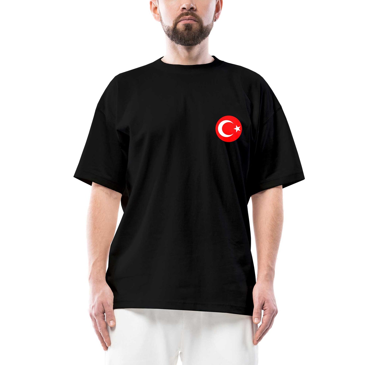 Ay Yıldız Oversize Siyah Tişört