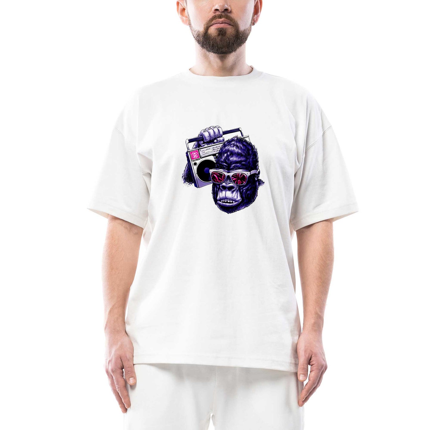 Gorilla Hiphop Oversize Beyaz Tişört