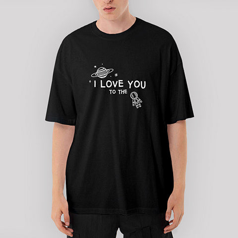 I Love You Astranot Oversize Siyah Tişört