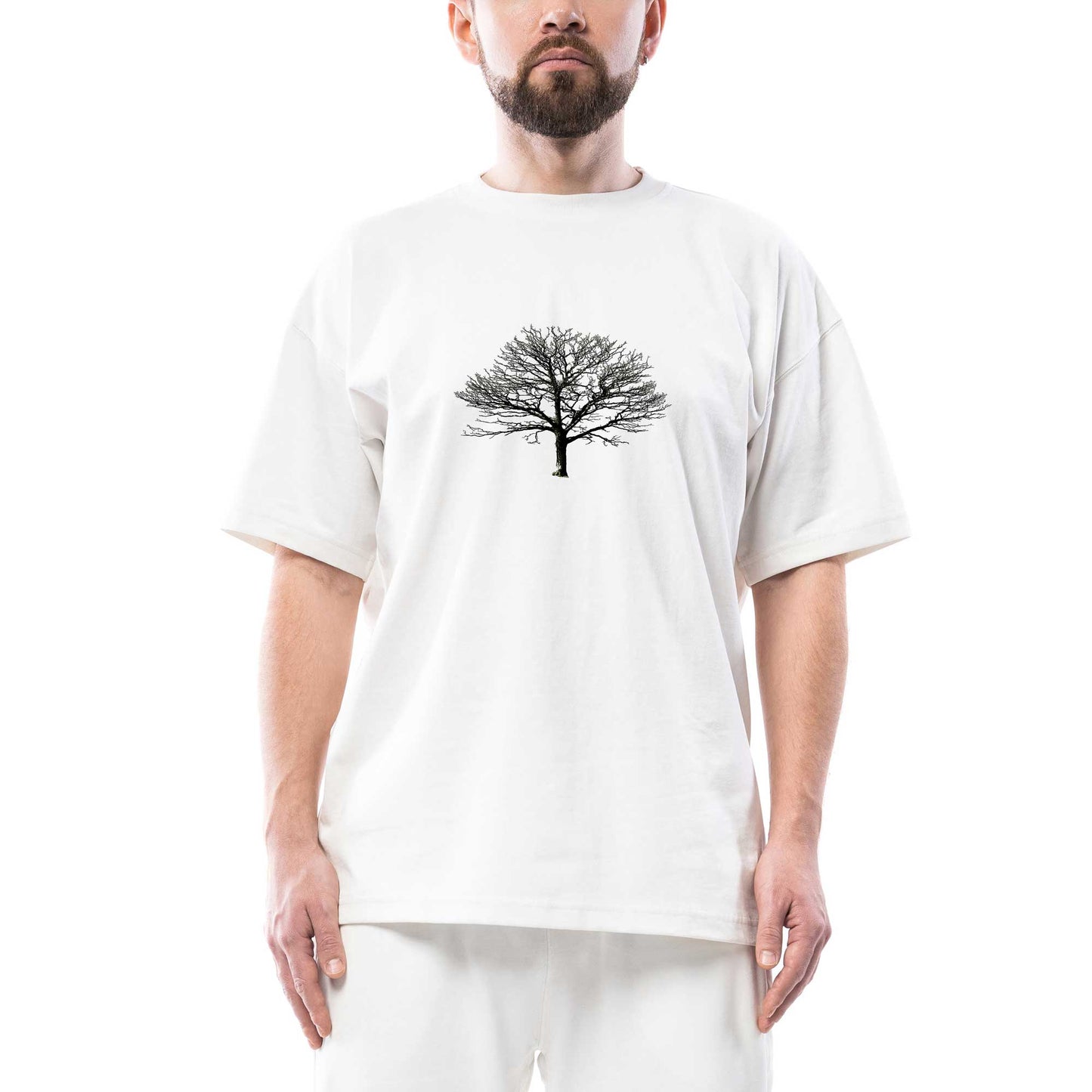 Kuru Ağaç Oversize Beyaz Tişört