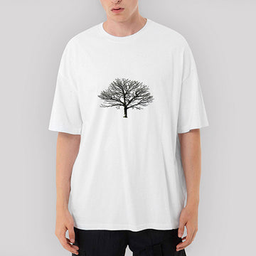 Kuru Ağaç Oversize Beyaz Tişört