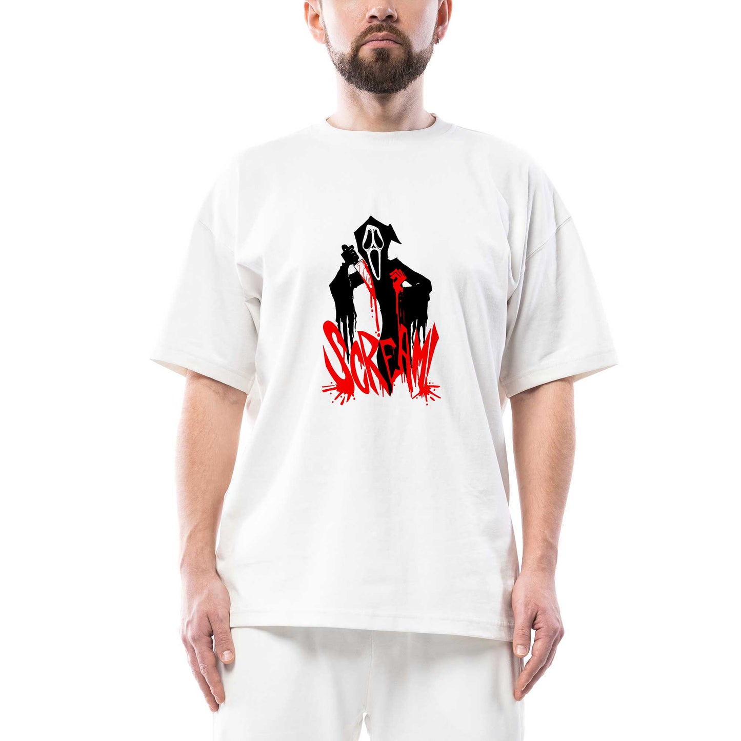 Scream Comic Oversize Beyaz Tişört