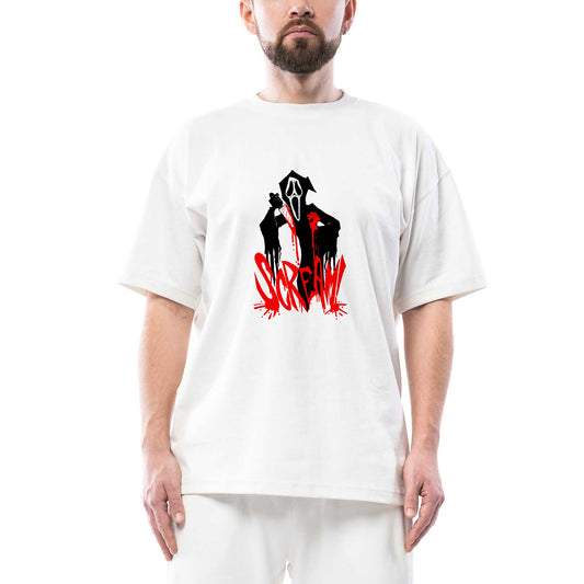 Scream Comic Oversize Beyaz Tişört