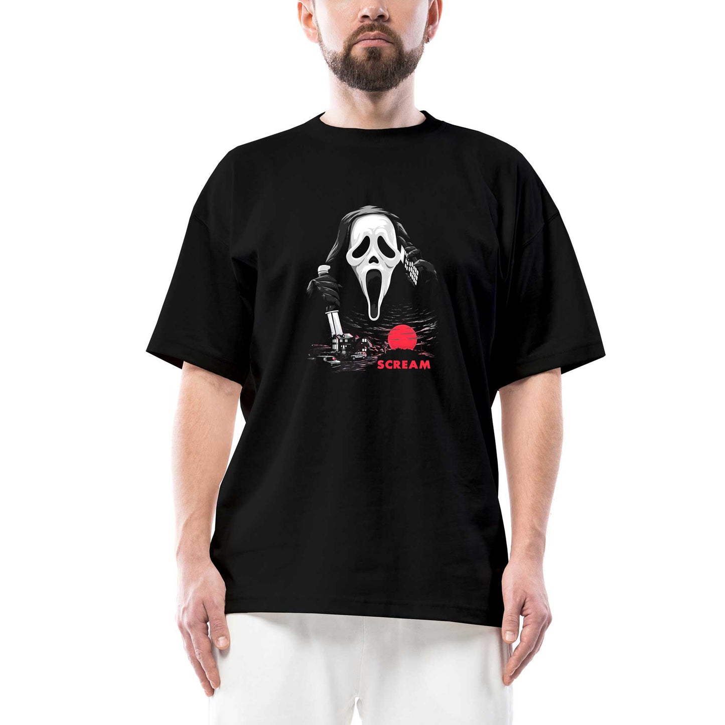 Scream Town Oversize Siyah Tişört