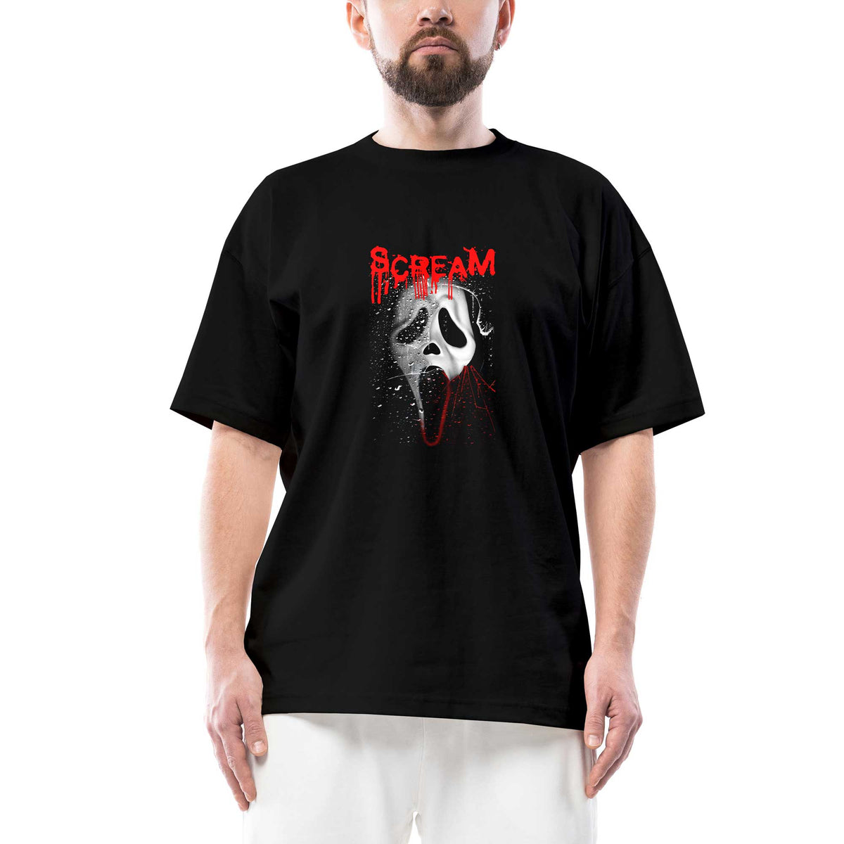 Scream Drop Oversize Siyah Tişört