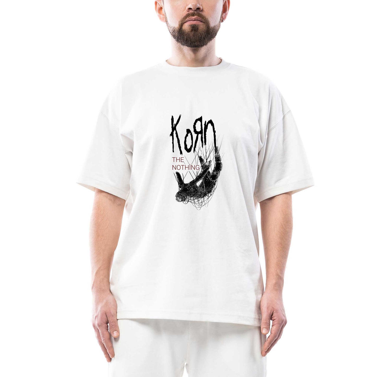 Korn The Nothing Beyaz Oversize Beyaz Tişört