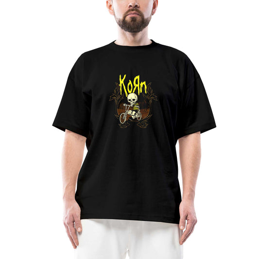 Korn Skull Oversize Siyah Tişört